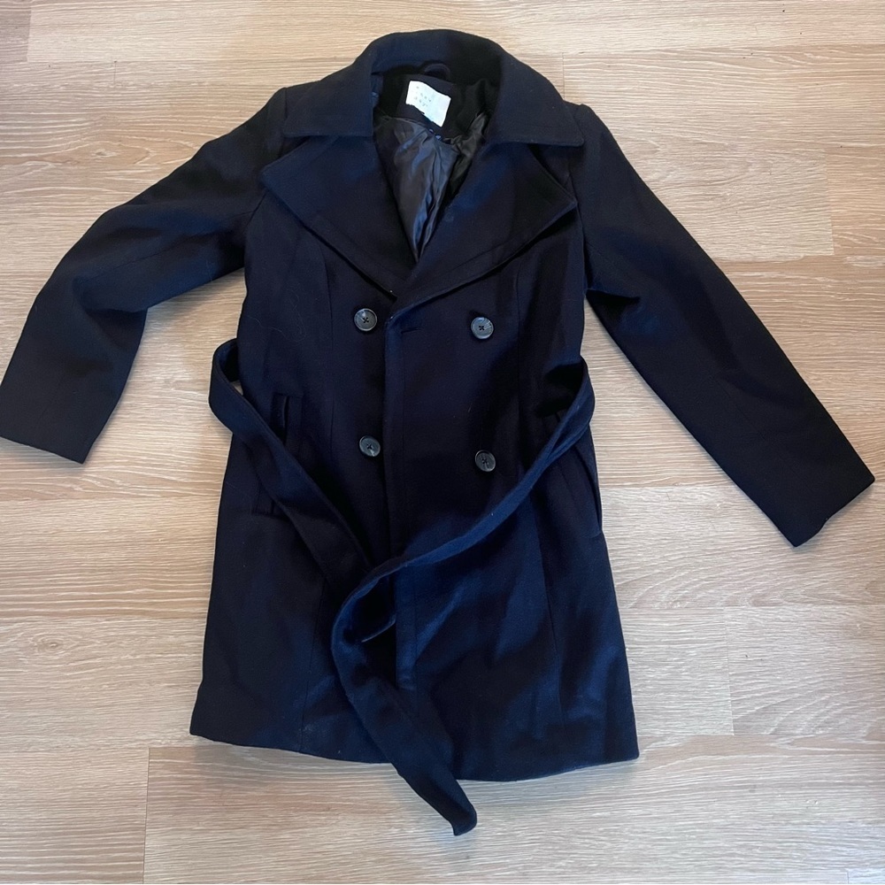A new day black long with trench coat with buttons